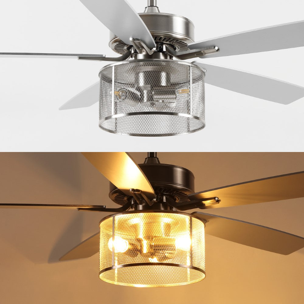 Sofia 52" Farmhouse Industrial Iron/Wood Mobile-App/Remote-Controlled LED Ceiling Fan