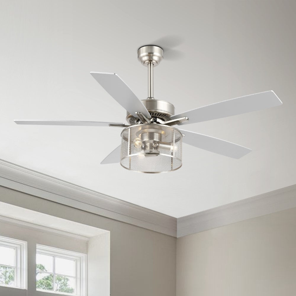 Sofia 52" Farmhouse Industrial Iron/Wood Mobile-App/Remote-Controlled LED Ceiling Fan