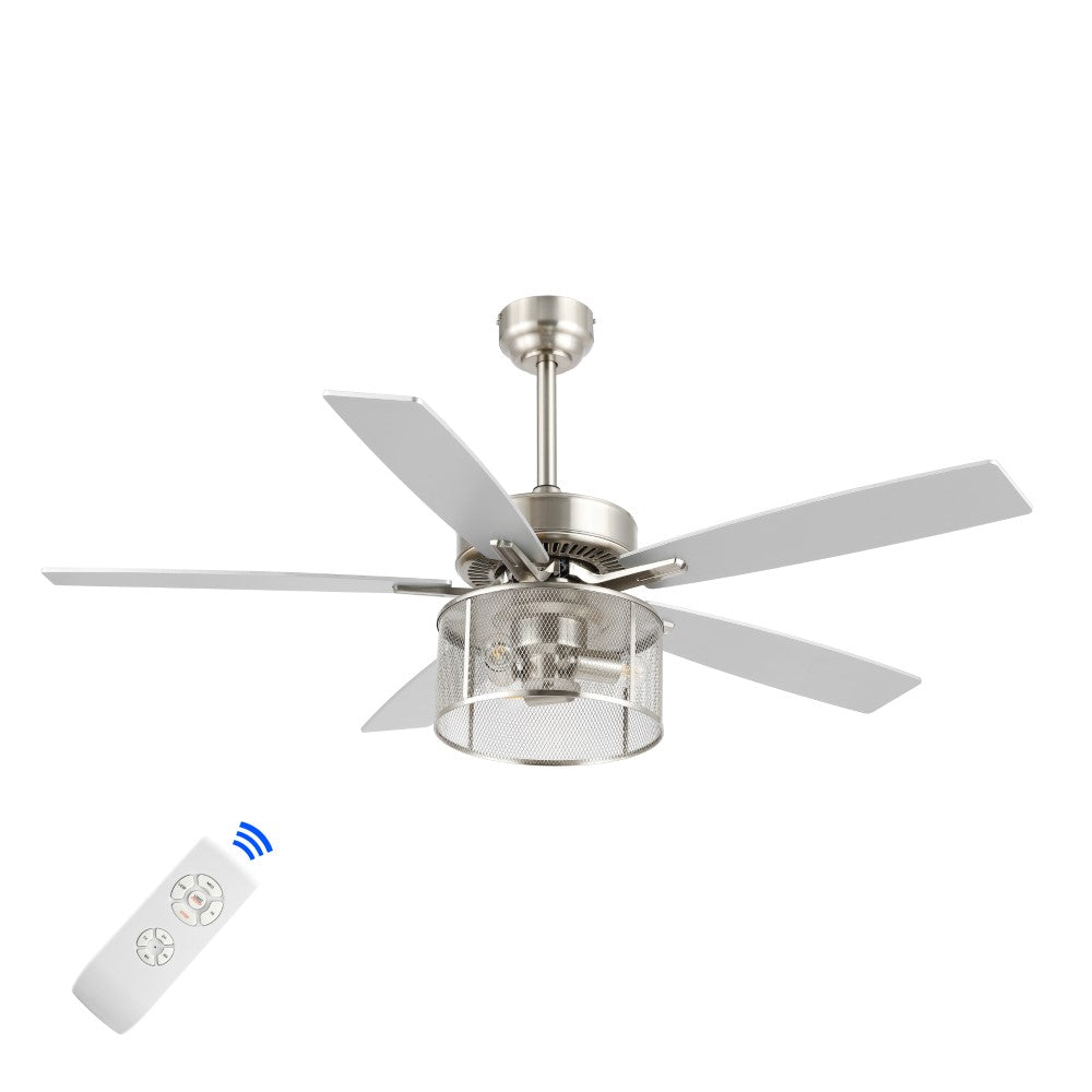 Sofia 52" Farmhouse Industrial Iron/Wood Mobile-App/Remote-Controlled LED Ceiling Fan
