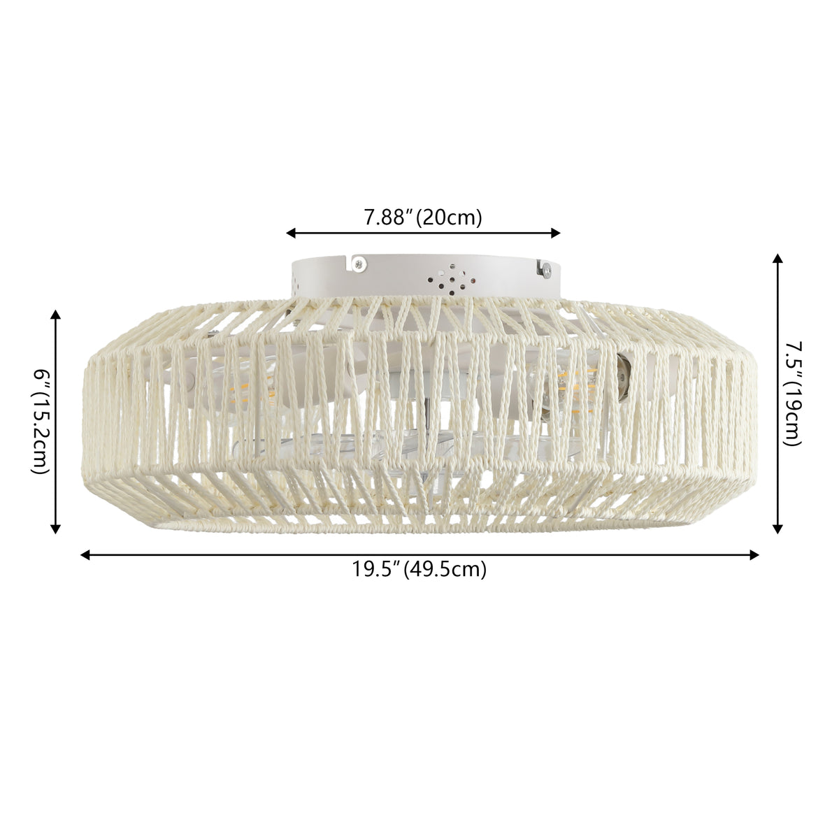 Rowan 19.5" 4-Light Modern Bohemian 6-Speed Metal/Rattan Mobile-App/Remote-Controlled Lantern LED Ceiling Fan