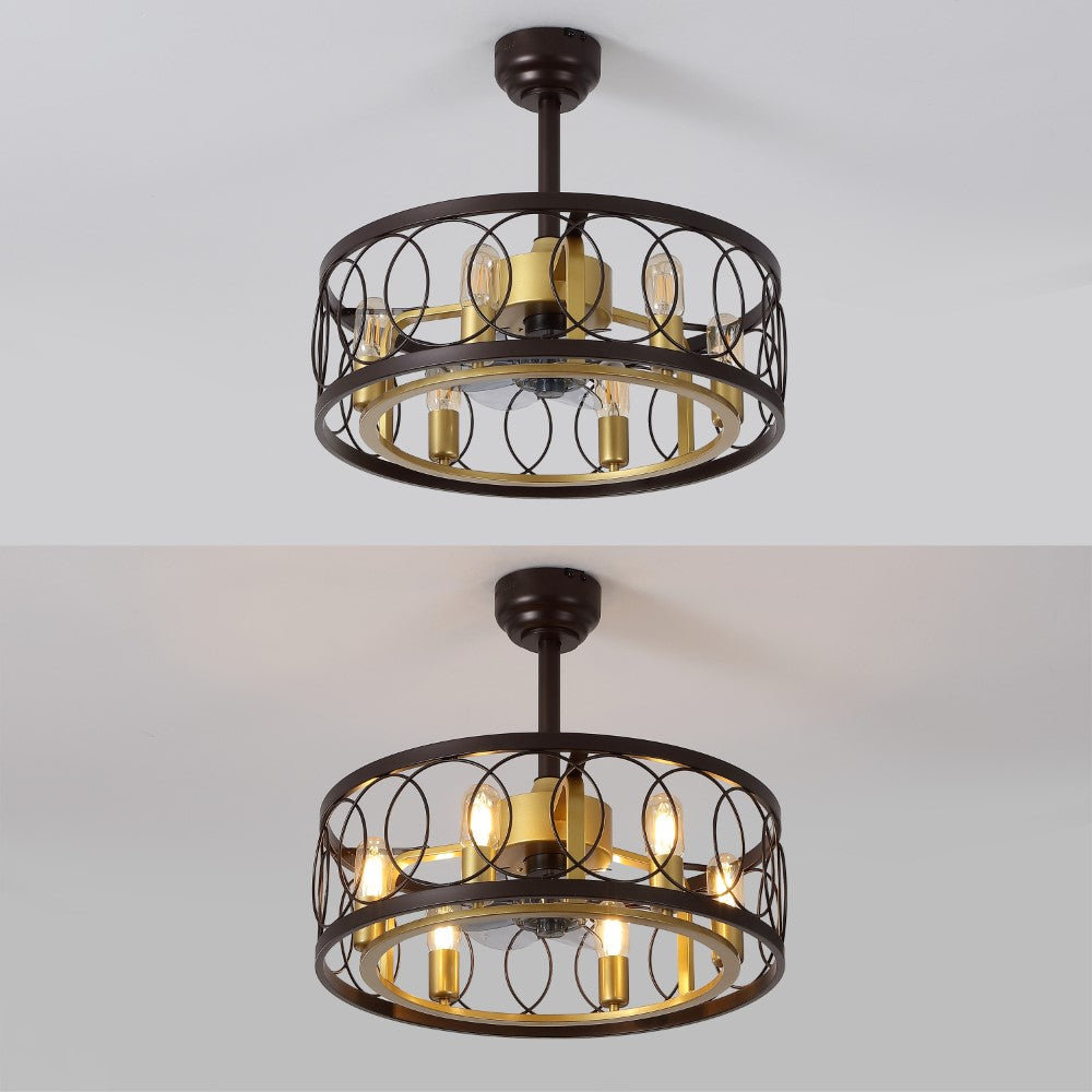 Celeste 21.6" 6-Light Industrial Farmhouse 6-Speed Metal Mobile-App/Remote-Controlled Caged LED Ceiling Fan