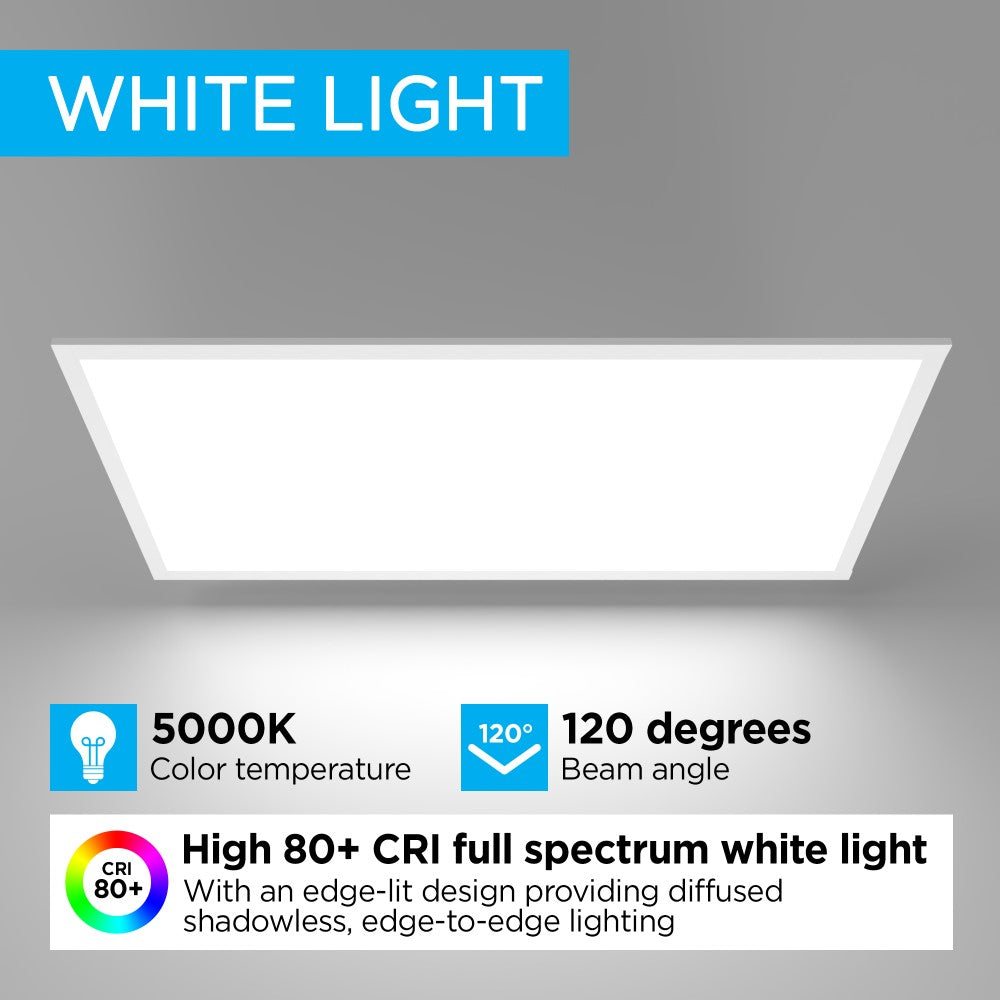 Lowka 2 ft. X 4 ft. 50-Watt Dimmable Integrated LED Flat Panel Light with 5500 Lumens 5000K, White (Set of 2) Set 2