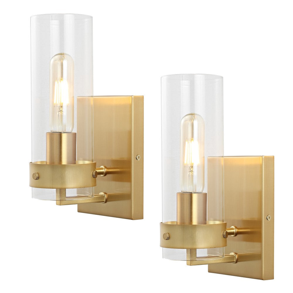Glass Wall 4.5" Coastal Minimalist Iron/Glass LED Sconce Set 2
