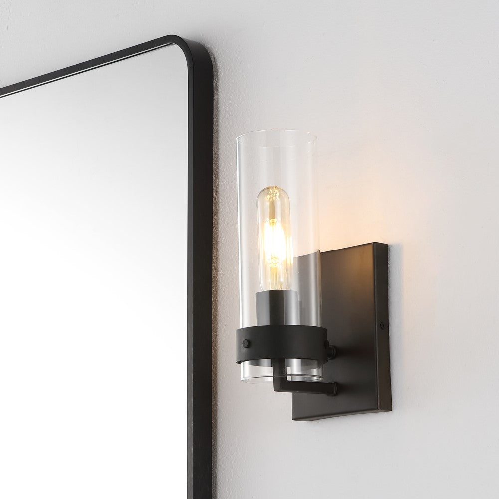 Glass Wall 4.5" Coastal Minimalist Iron/Glass LED Sconce Set 2