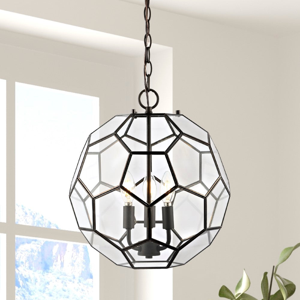 Euclid 13.5" Modern Bohemian Iron/Glass LED Pendant