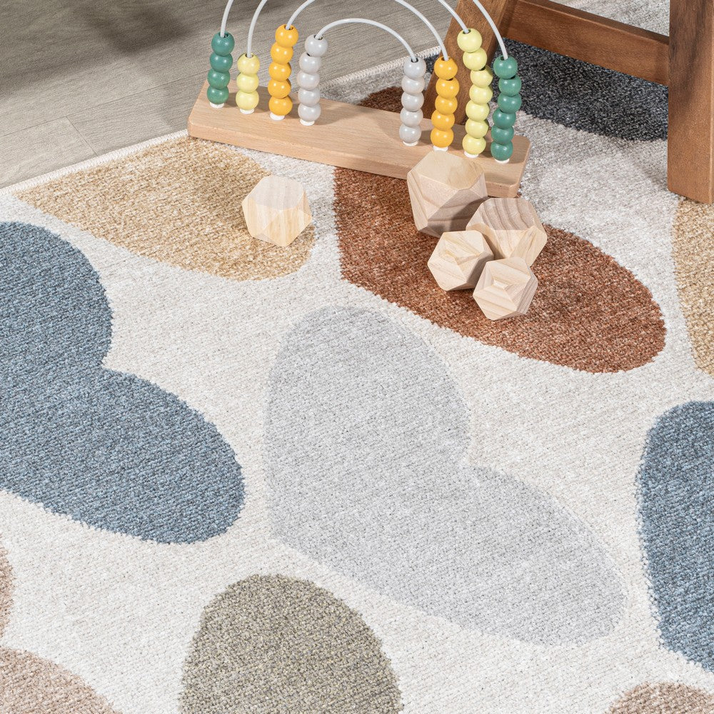 Issy Loves Hearts Geometric Machine-Washable Area Rug