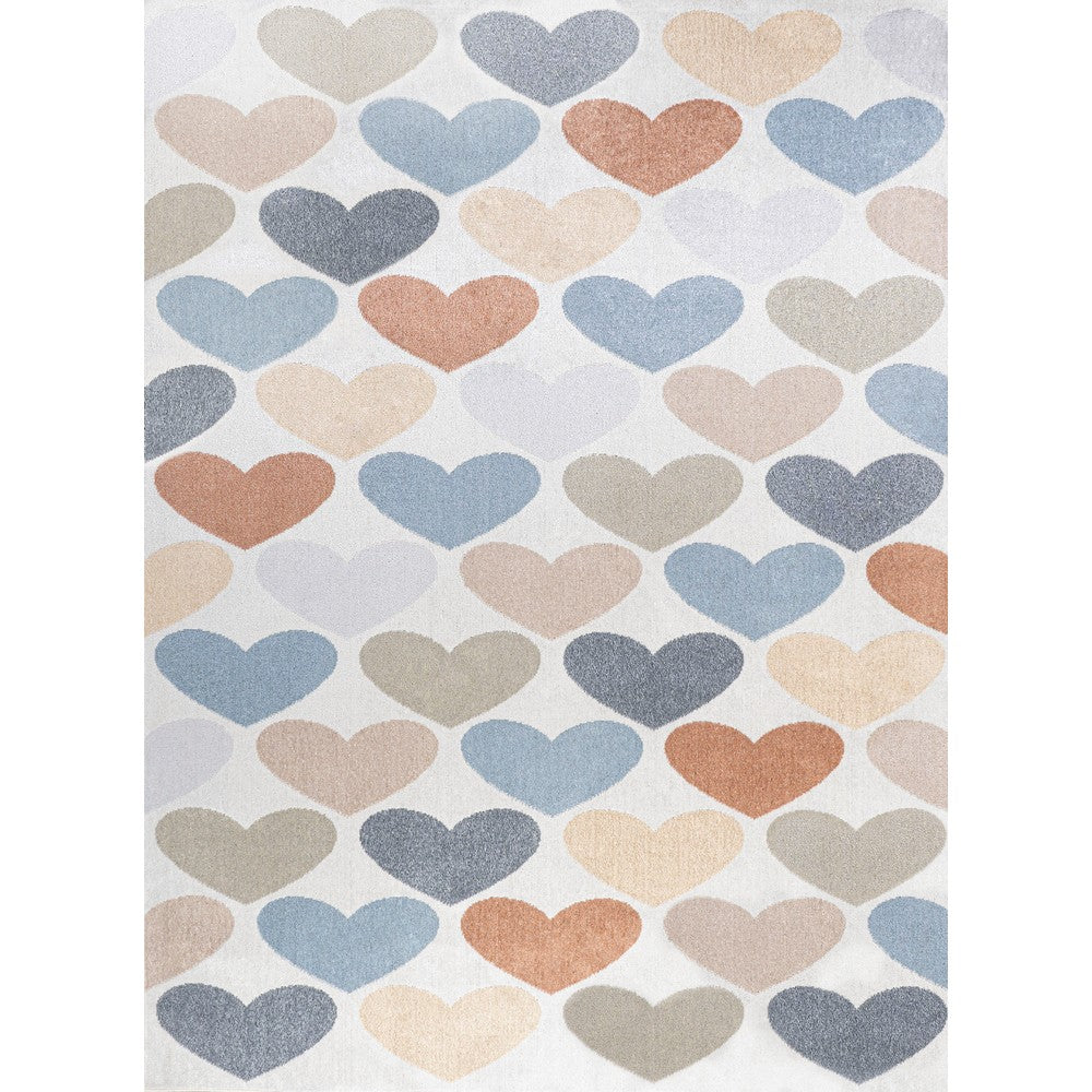Issy Loves Hearts Geometric Machine-Washable Area Rug