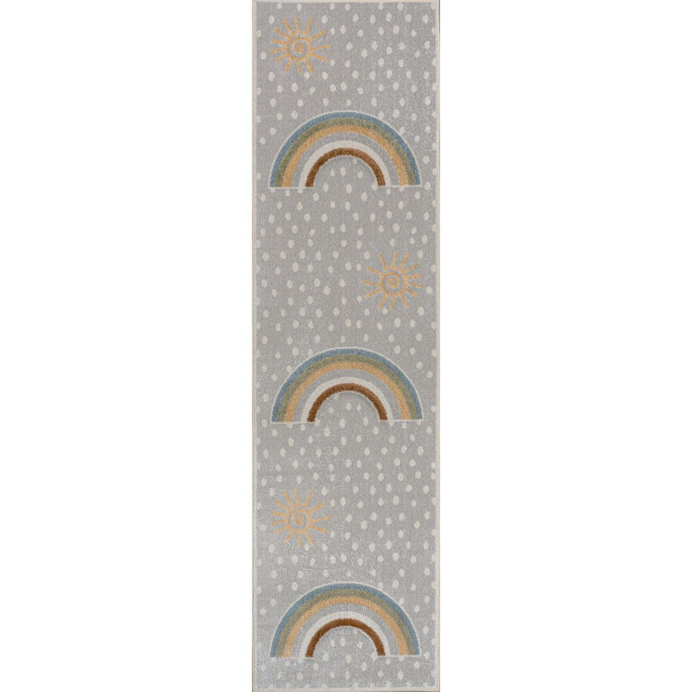 Curved Rainbow Dot Modern Machine-Washable Area Rug