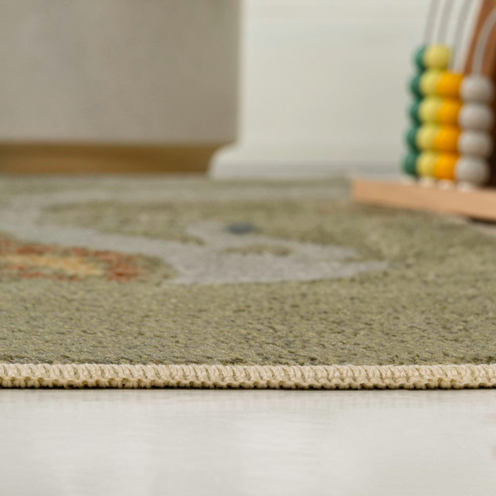Striped T-rex Modern Kids Machine-washable Area Rug