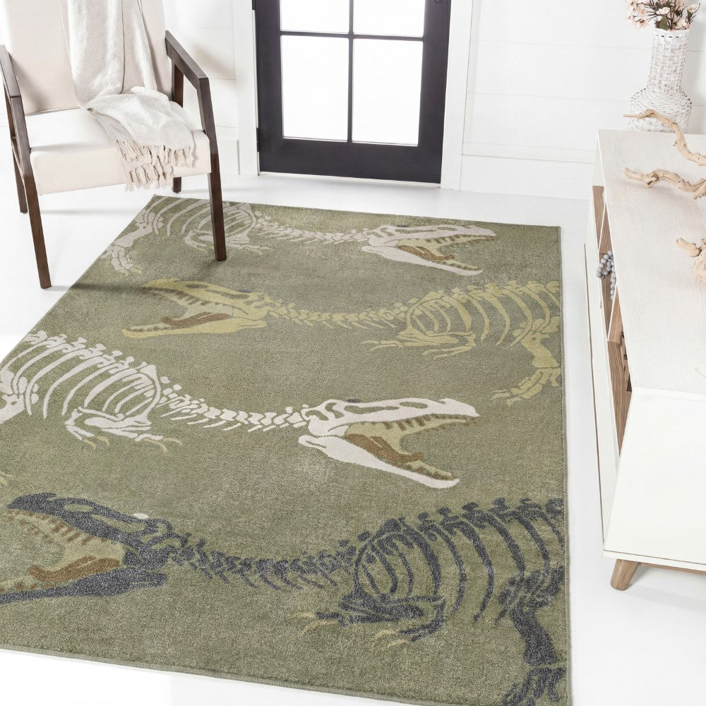 Striped T-rex Modern Kids Machine-washable Area Rug