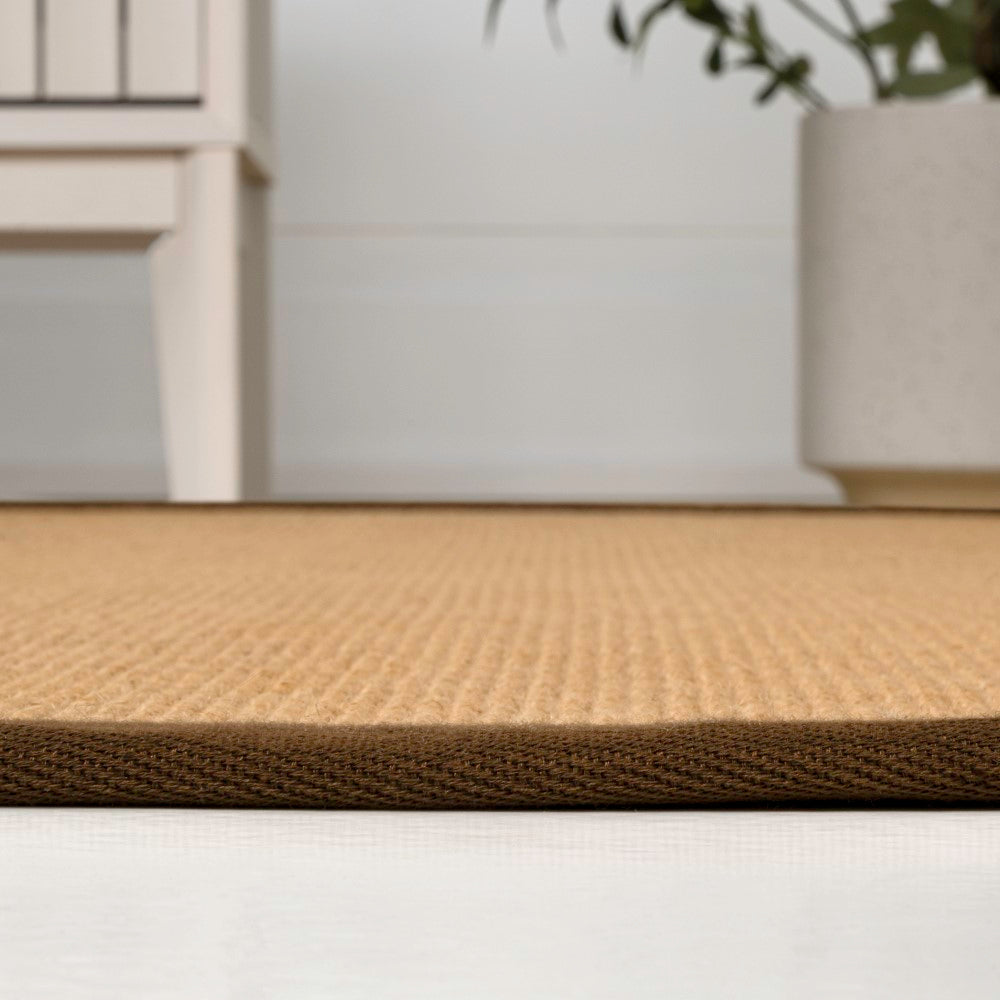 Fyus Farmhouse Cottage Border Jute Area Rug