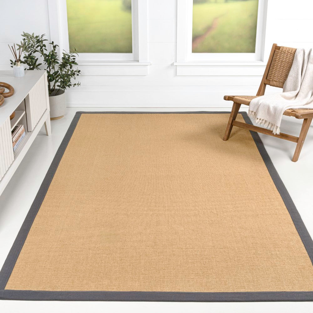 Fyus Farmhouse Cottage Border Jute Area Rug