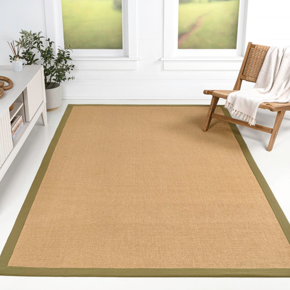 Fyus Farmhouse Cottage Border Jute Area Rug