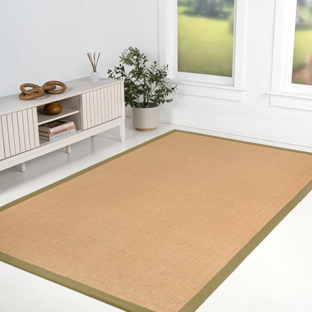 Fyus Farmhouse Cottage Border Jute Area Rug