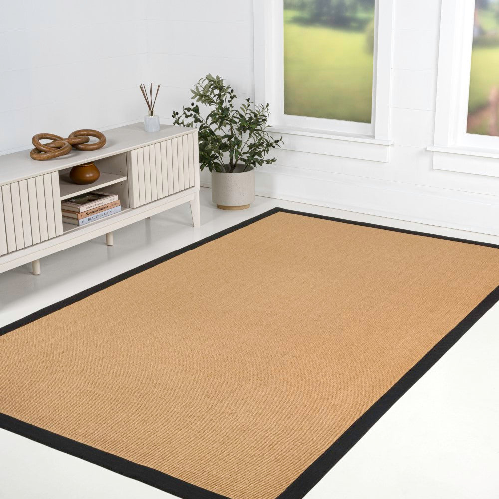 Fyus Farmhouse Cottage Border Jute Area Rug