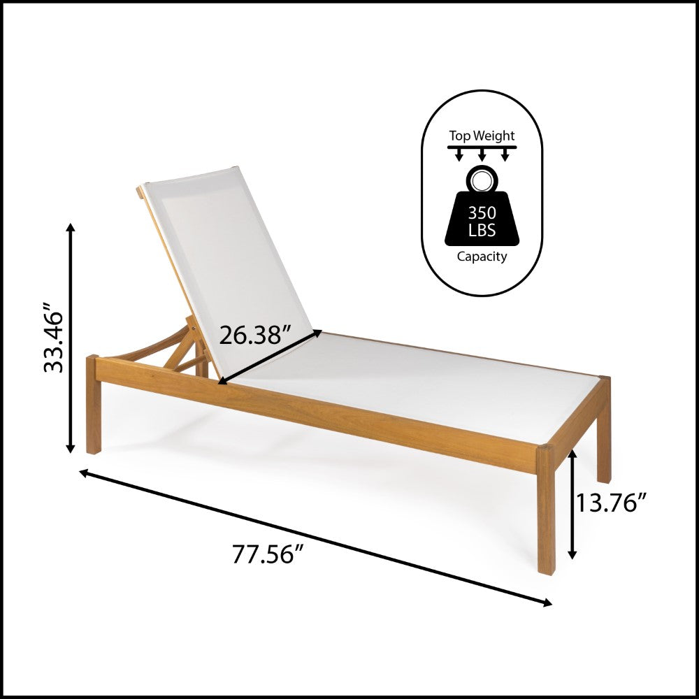 Tozey 77.56"x26.38" Modern Minimalist Adjustable Acacia Wood Chaise Outdoor Lounge Chair