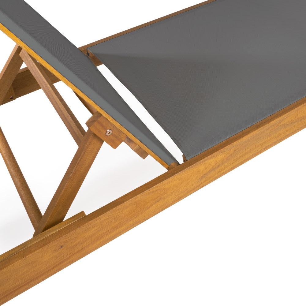 Tozey 77.56"x26.38" Modern Minimalist Adjustable Acacia Wood Chaise Outdoor Lounge Chair