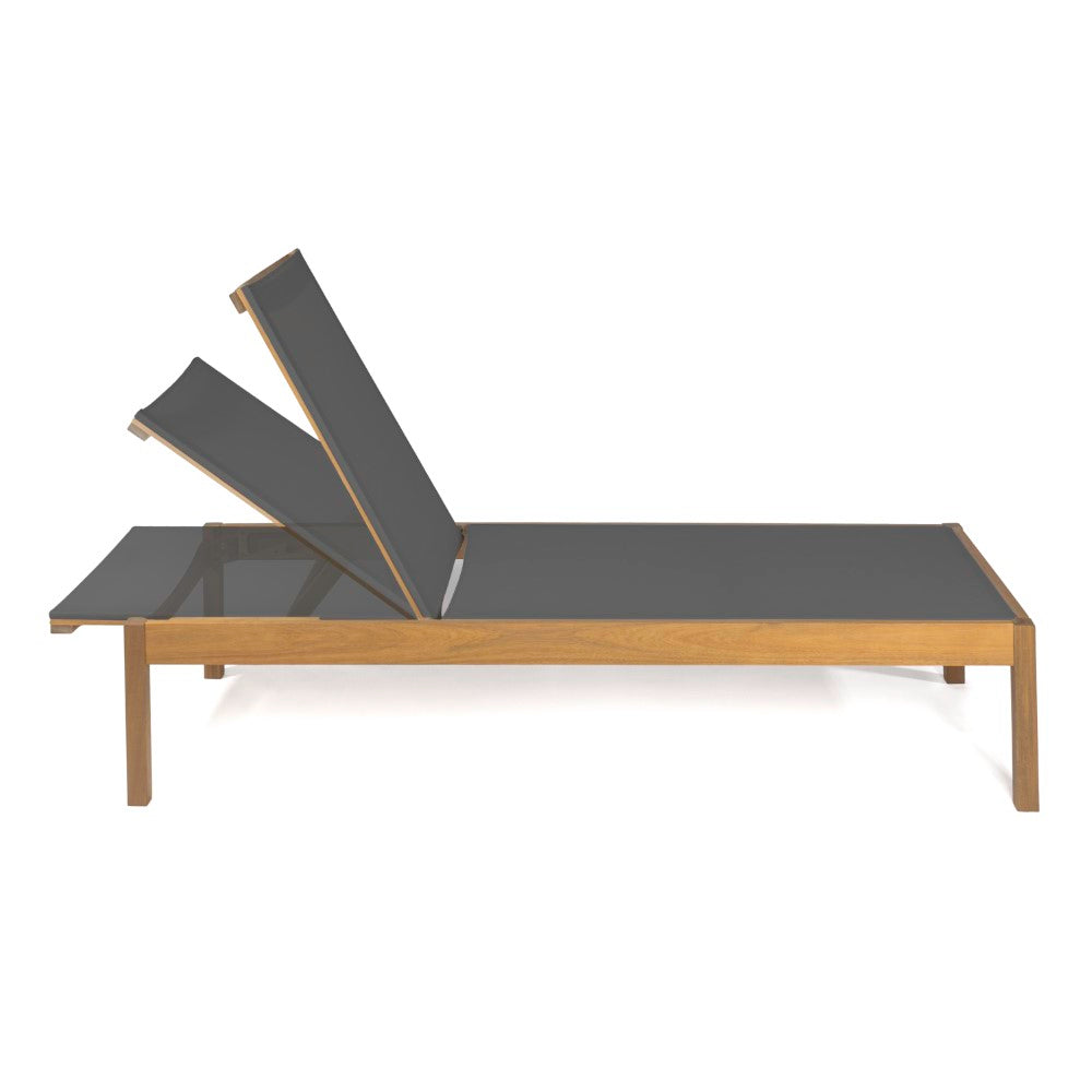 Tozey 77.56"x26.38" Modern Minimalist Adjustable Acacia Wood Chaise Outdoor Lounge Chair