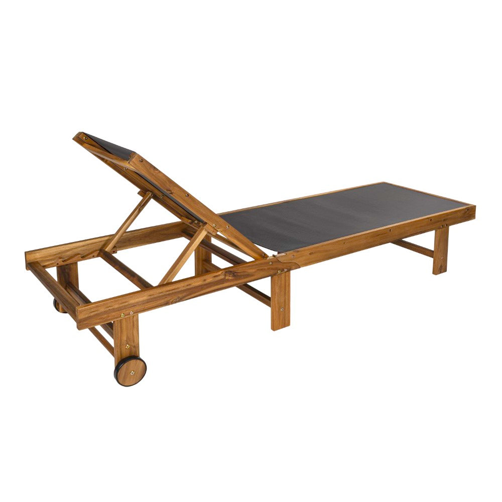 Briarwind Coastal Modern Acacia Wood Mesh 3-Position Outdoor foldable Chaise Lounge Set with Side Table