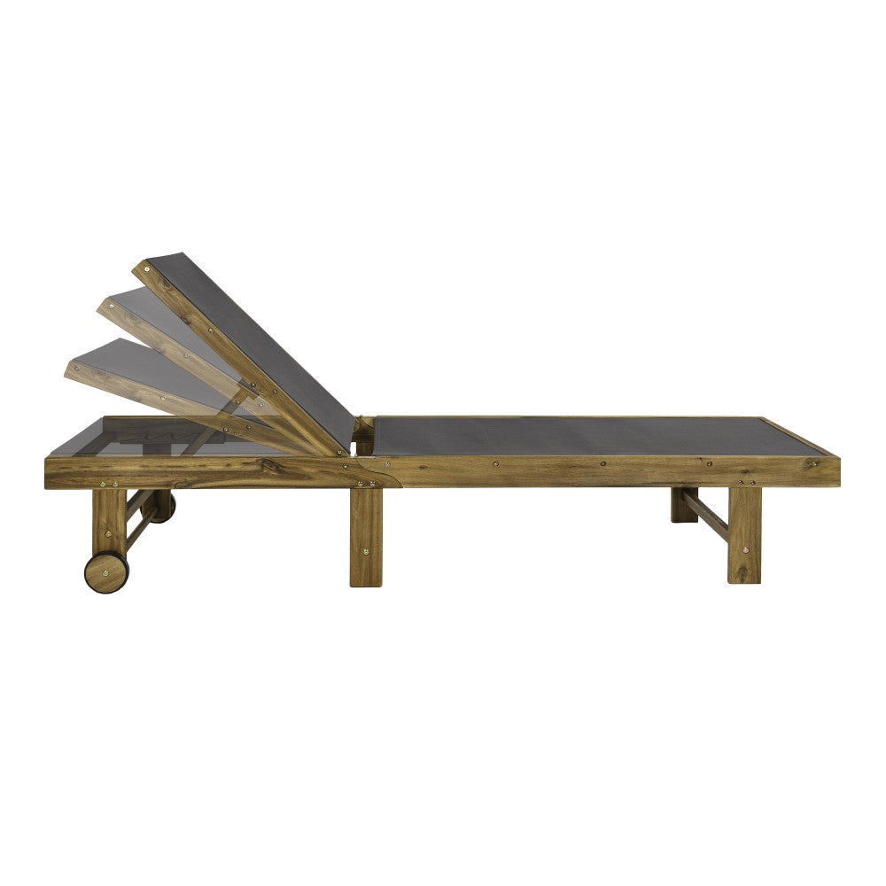 Briarwind Coastal Modern Acacia Wood Mesh 3-Position Outdoor foldable Chaise Lounge Set with Side Table