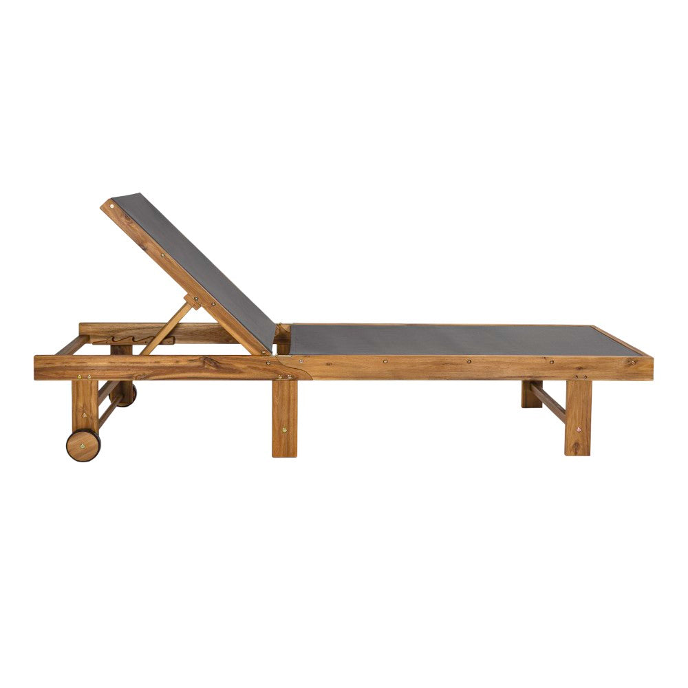 Briarwind Coastal Modern Acacia Wood Mesh 3-Position Outdoor foldable Chaise Lounge Set with Side Table