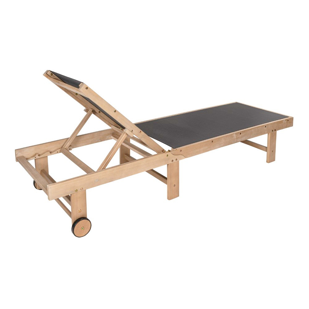 Briarwind Coastal Modern Acacia Wood Mesh 3-Position Outdoor foldable Chaise Lounge Set with Side Table