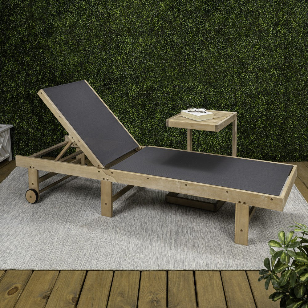 Briarwind Coastal Modern Acacia Wood Mesh 3-Position Outdoor foldable Chaise Lounge Set with Side Table