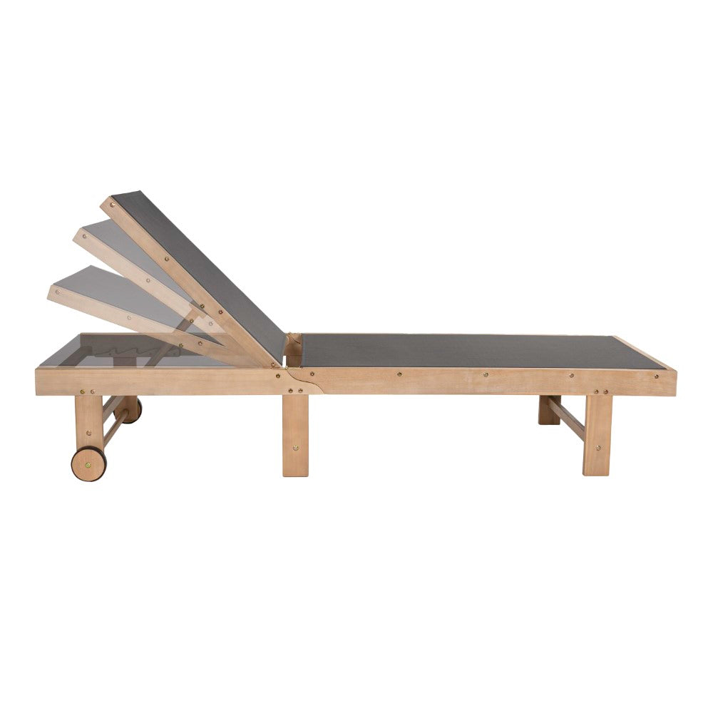 Briarwind Coastal Modern Acacia Wood Mesh 3-Position Outdoor foldable Chaise Lounge Set with Side Table