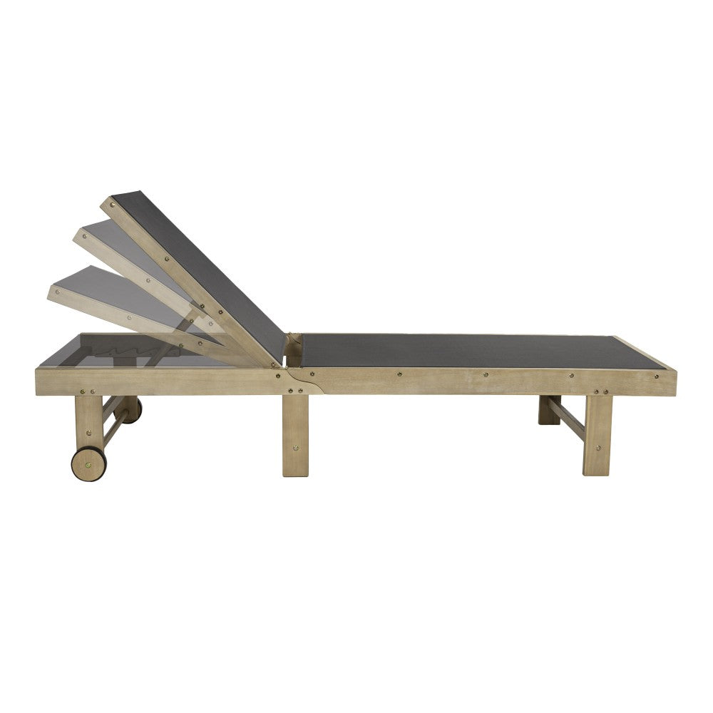 Briarwind Coastal Modern Acacia Wood Mesh 3-Position Outdoor foldable Chaise Lounge Set with Side Table