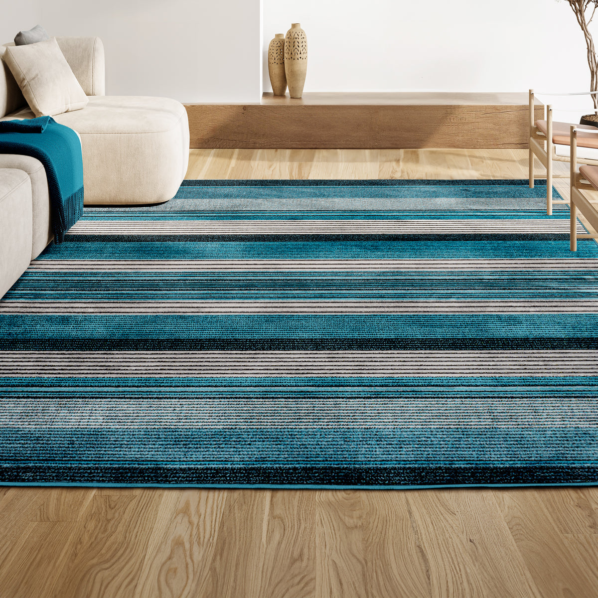 Plymouth Gradient Ticking Striped Area Rug