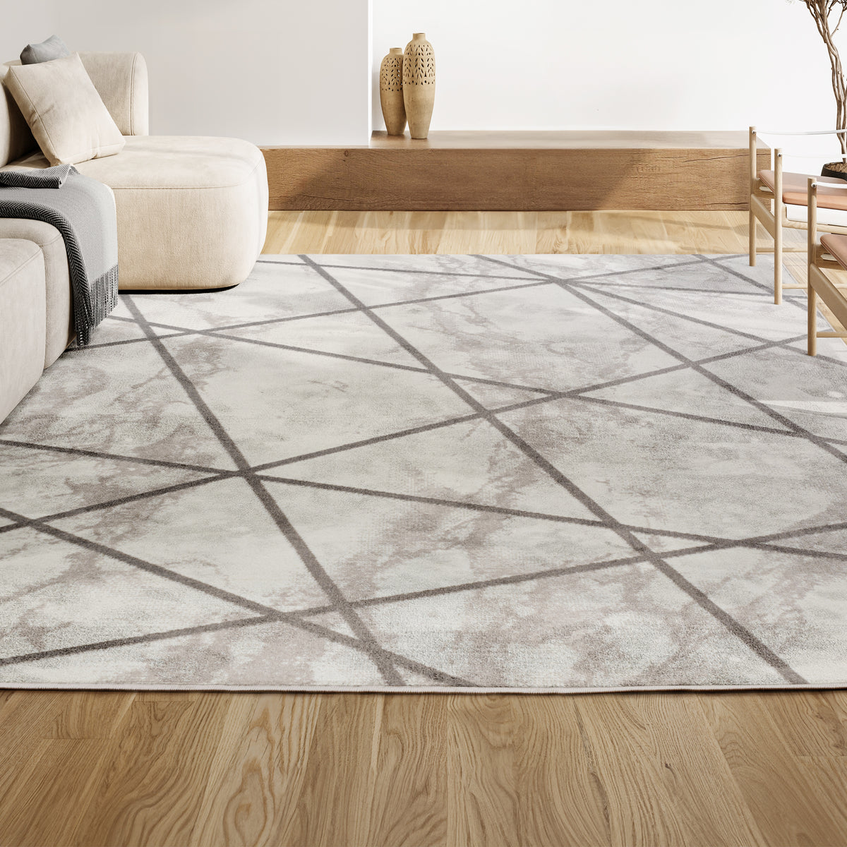 Pelion Modern Geometric Marbled Area Rug