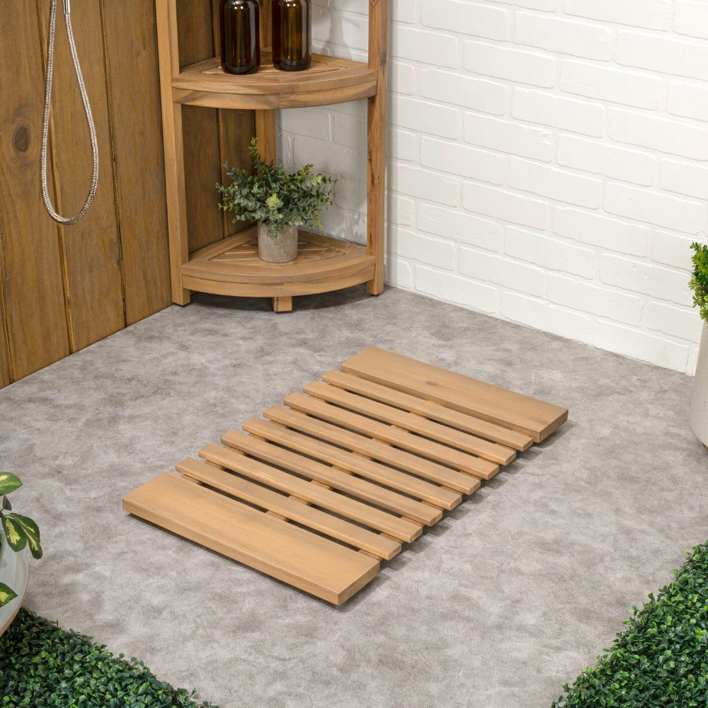 Misty Modern Classic Acacia Wood Slat Rug Mat