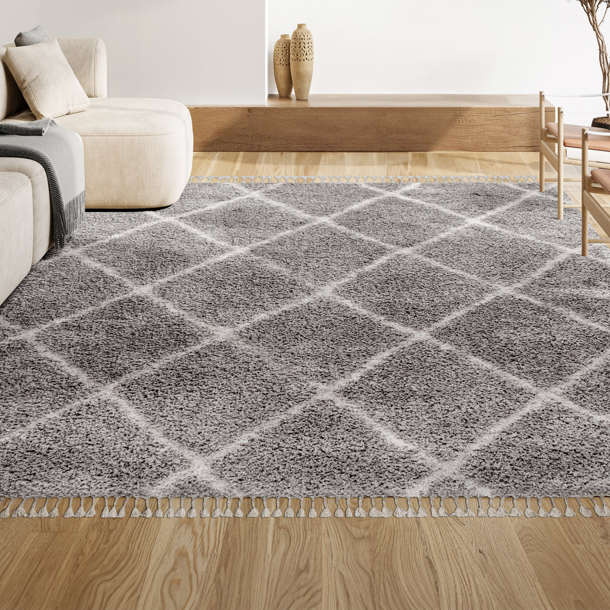 Wyoming Mercer Shag Plush Tassel Area Rug