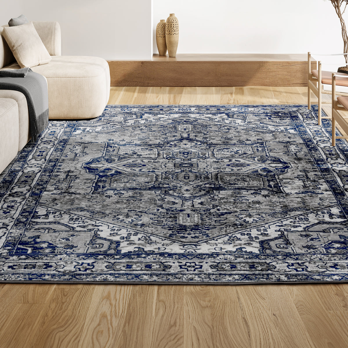 Morioka Modern Persian Vintage Medallion Area Rug
