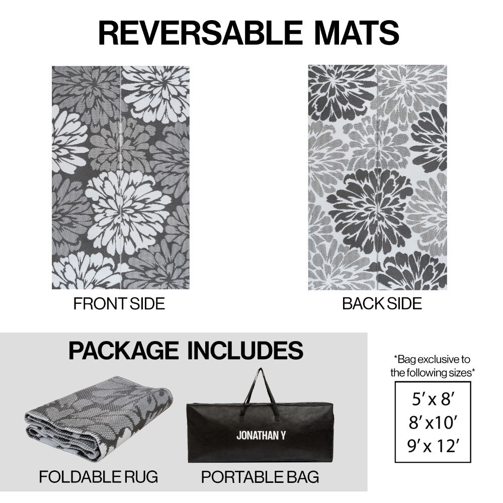 Oakhollow Modern Floral Foldable Waterproof Reversible Plastic Straw Area Rug
