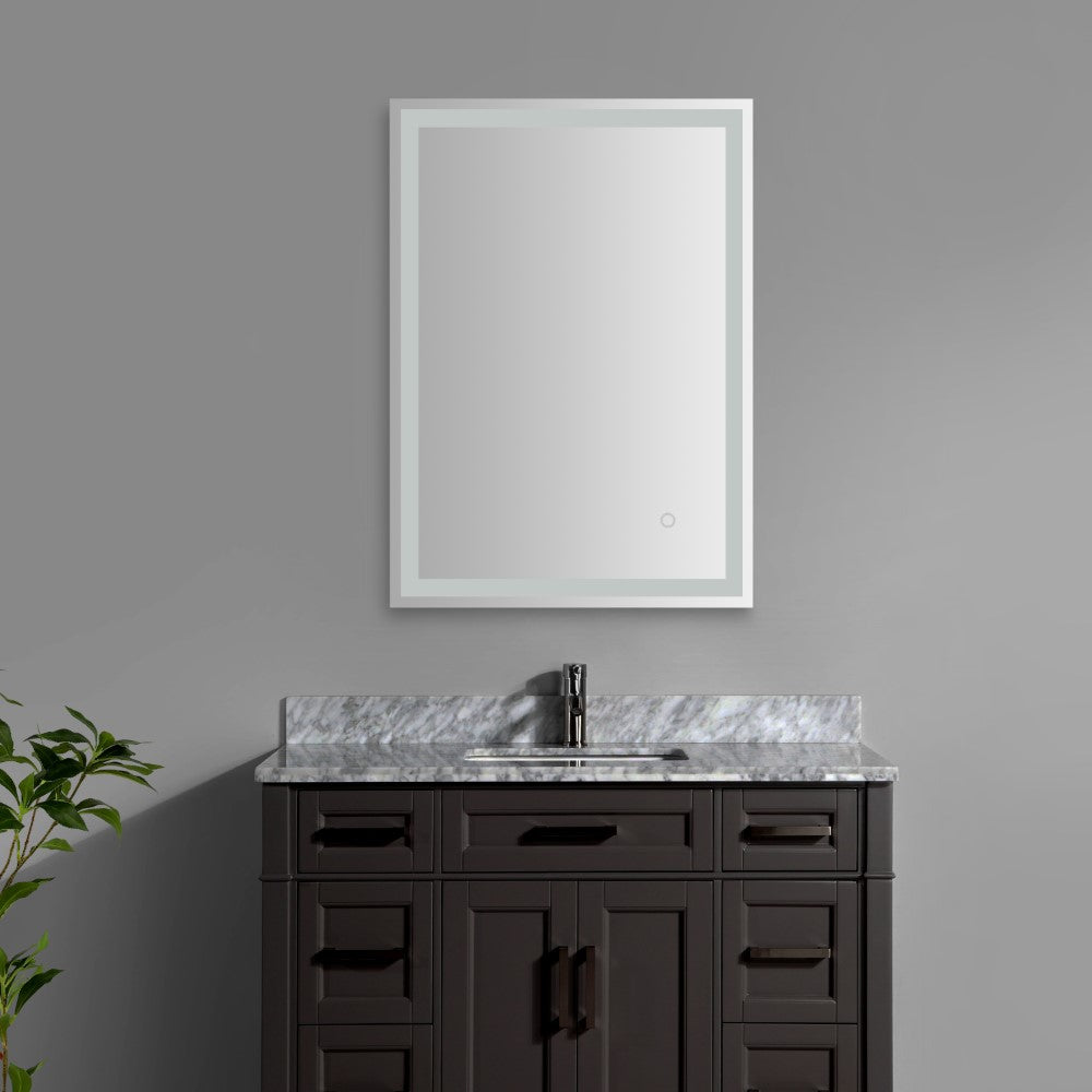 Mike Rectangular Frameless Anti-Fog Aluminum Front/Back-lit Tri-color LED Bathroom Vanity Mirror with Smart Touch Control