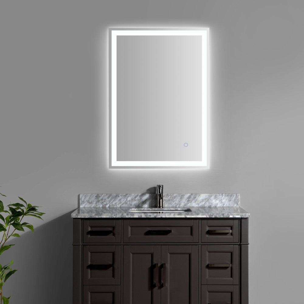 Mike Rectangular Frameless Anti-Fog Aluminum Front/Back-lit Tri-color LED Bathroom Vanity Mirror with Smart Touch Control