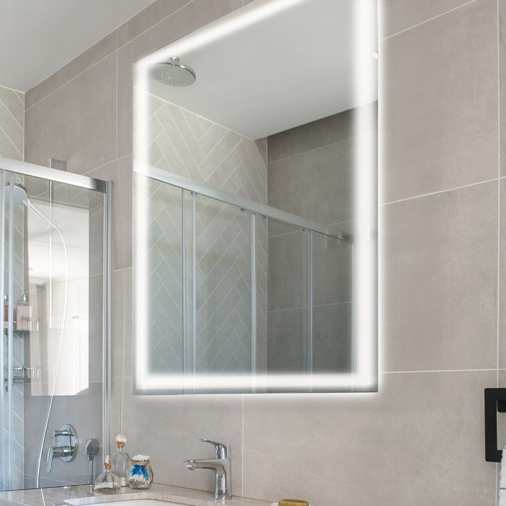 Mike Rectangular Frameless Anti-Fog Aluminum Front/Back-lit Tri-color LED Bathroom Vanity Mirror with Smart Touch Control