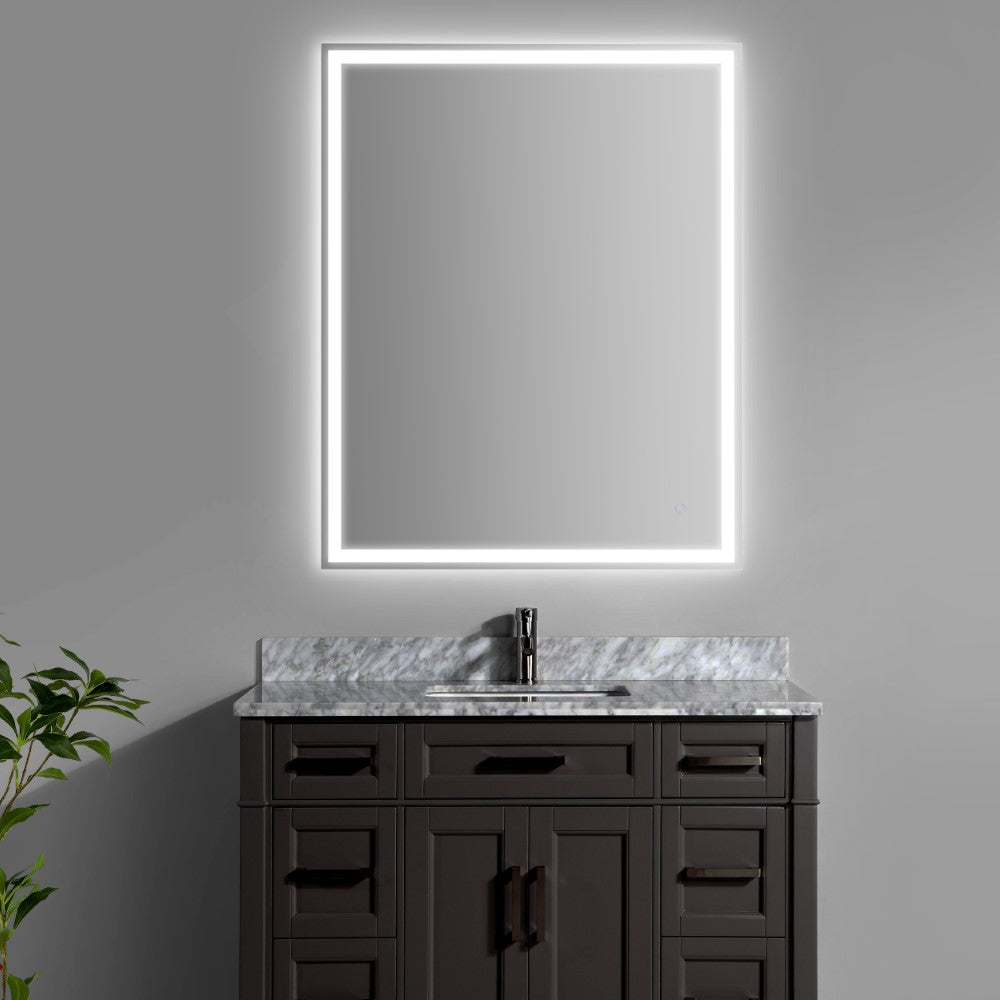 Mike Rectangular Frameless Anti-Fog Aluminum Front/Back-lit Tri-color LED Bathroom Vanity Mirror with Smart Touch Control