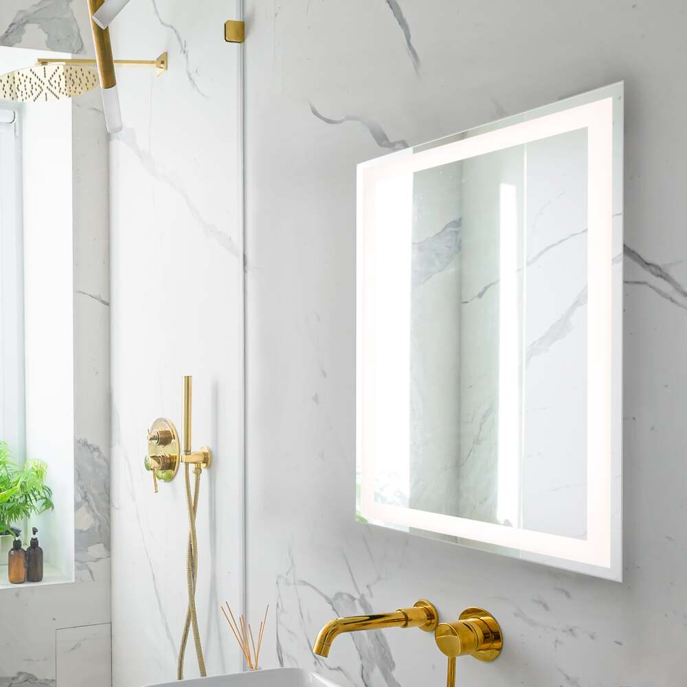Jim Rectangular Frameless Anti-Fog Aluminum Front-lit Tri-color LED Bathroom Vanity Mirror with Smart Touch Control