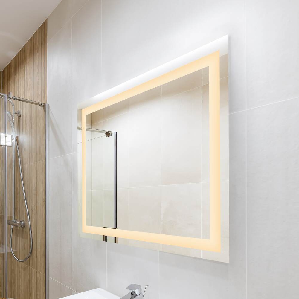 Jim Rectangular Frameless Anti-Fog Aluminum Front-lit Tri-color LED Bathroom Vanity Mirror with Smart Touch Control