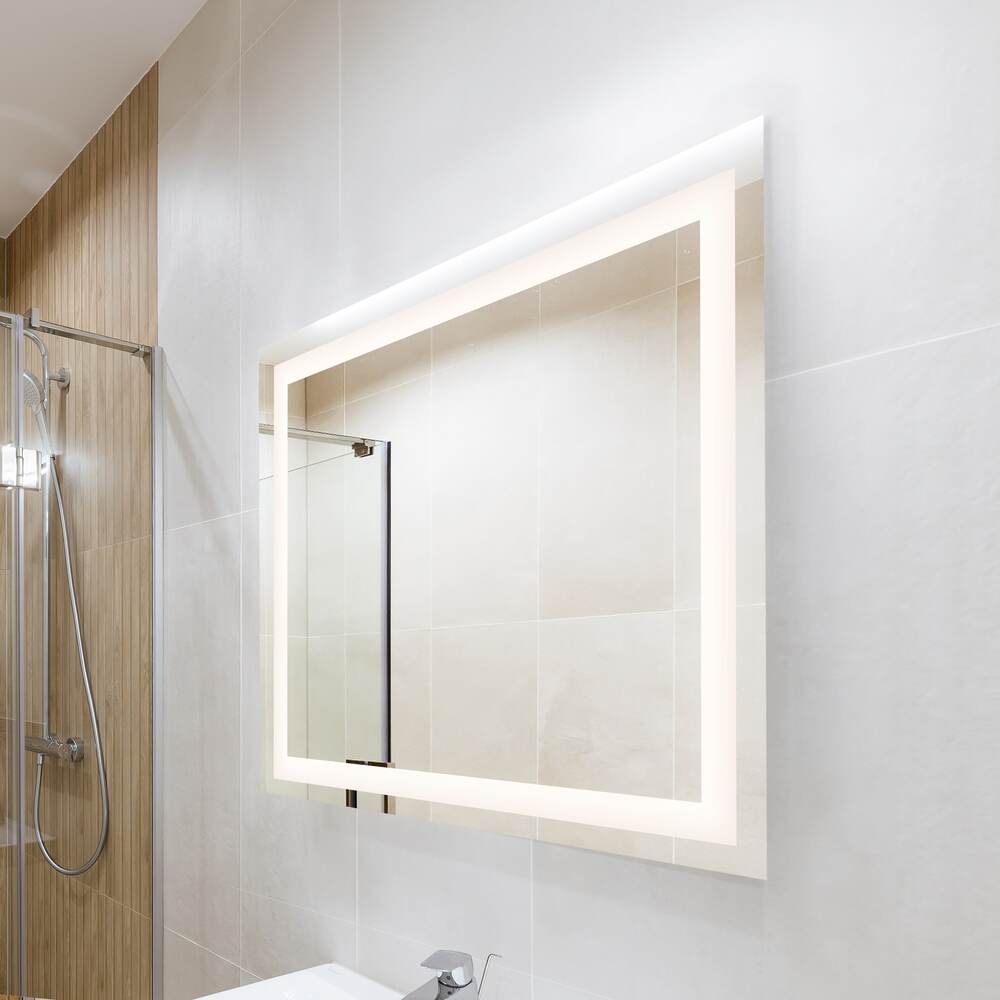 Jim Rectangular Frameless Anti-Fog Aluminum Front-lit Tri-color LED Bathroom Vanity Mirror with Smart Touch Control