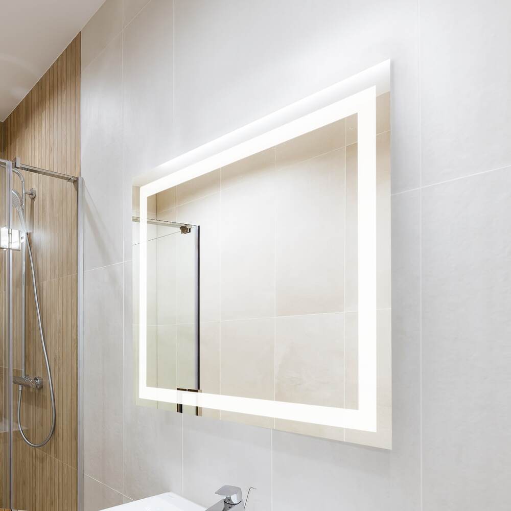 Jim Rectangular Frameless Anti-Fog Aluminum Front-lit Tri-color LED Bathroom Vanity Mirror with Smart Touch Control