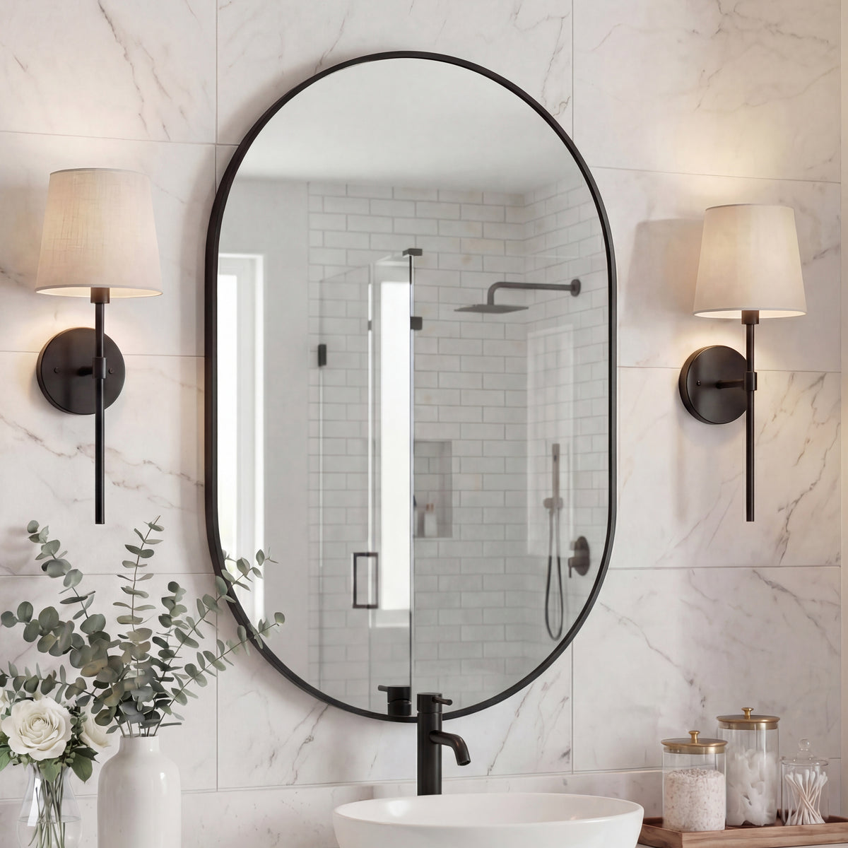 Nova 24 in. W x 36 in. H Medium Oval Metal Framed Wall Mirror