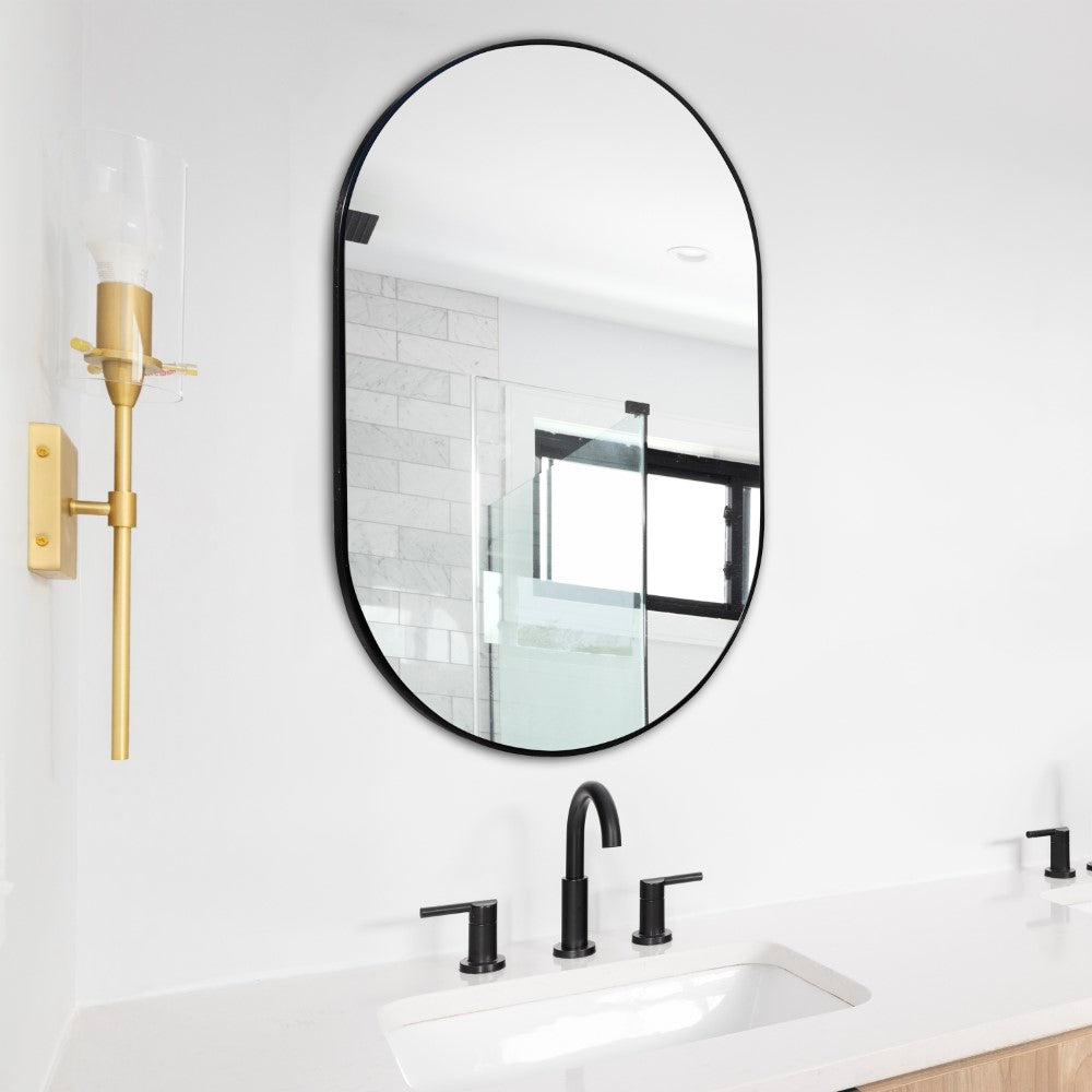 Nova 24 in. W x 36 in. H Medium Oval Metal Framed Wall Mirror