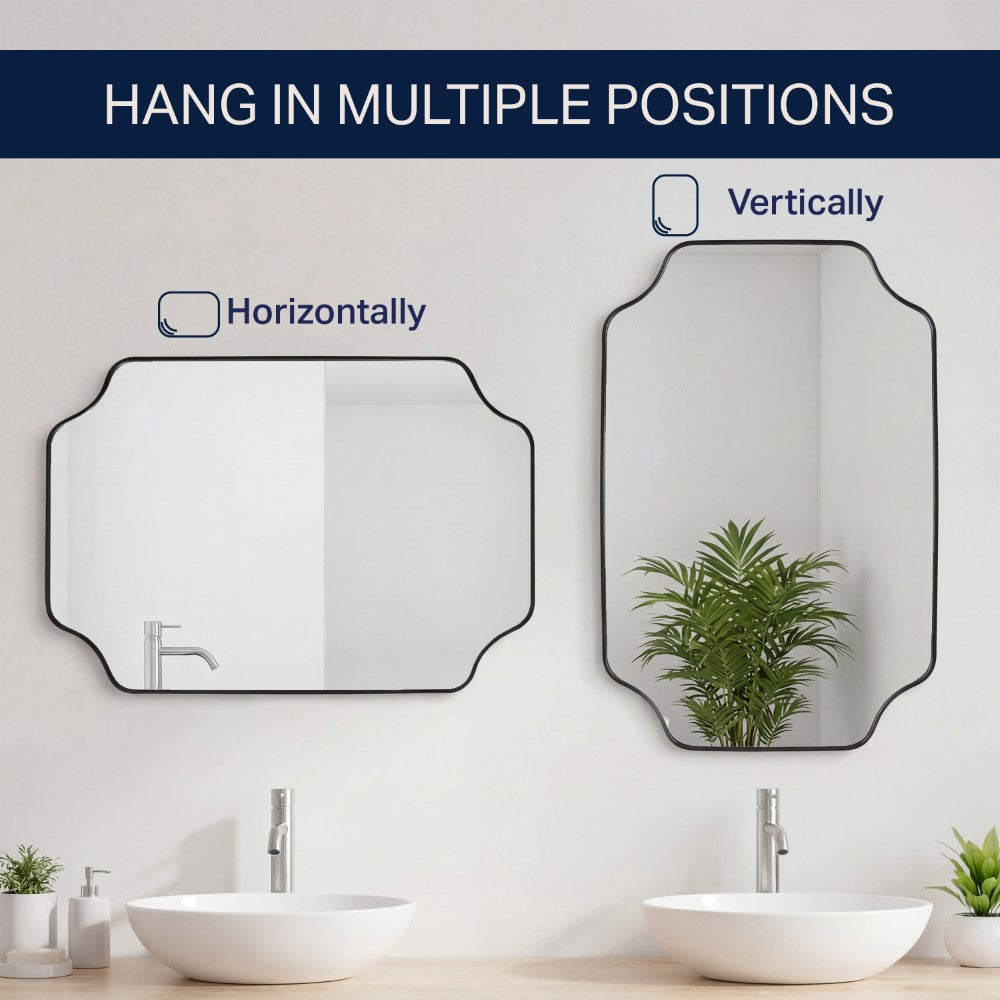 Elda 24 in. W x 36 in. H Medium Scalloped Rectangular Metal Framed Wall Mounted Mirror