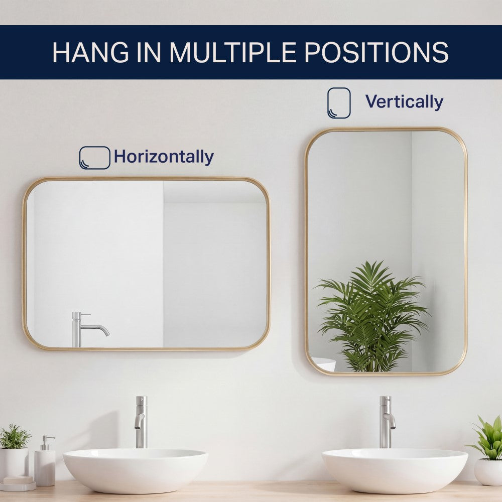 Sivo 24 in. W x 36 in. H Medium Rounded Rectangular Metal Framed Wall Mounted Mirror