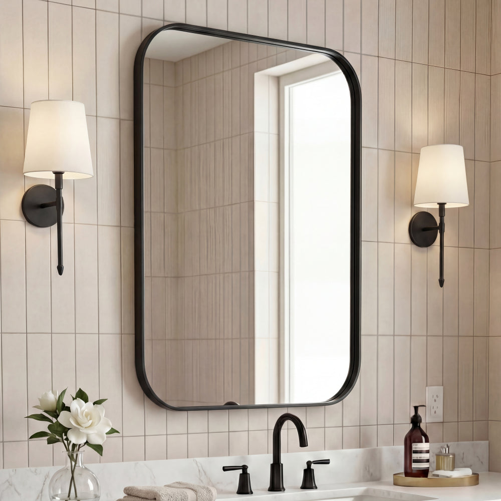 Sivo 24 in. W x 36 in. H Medium Rounded Rectangular Metal Framed Wall Mounted Mirror