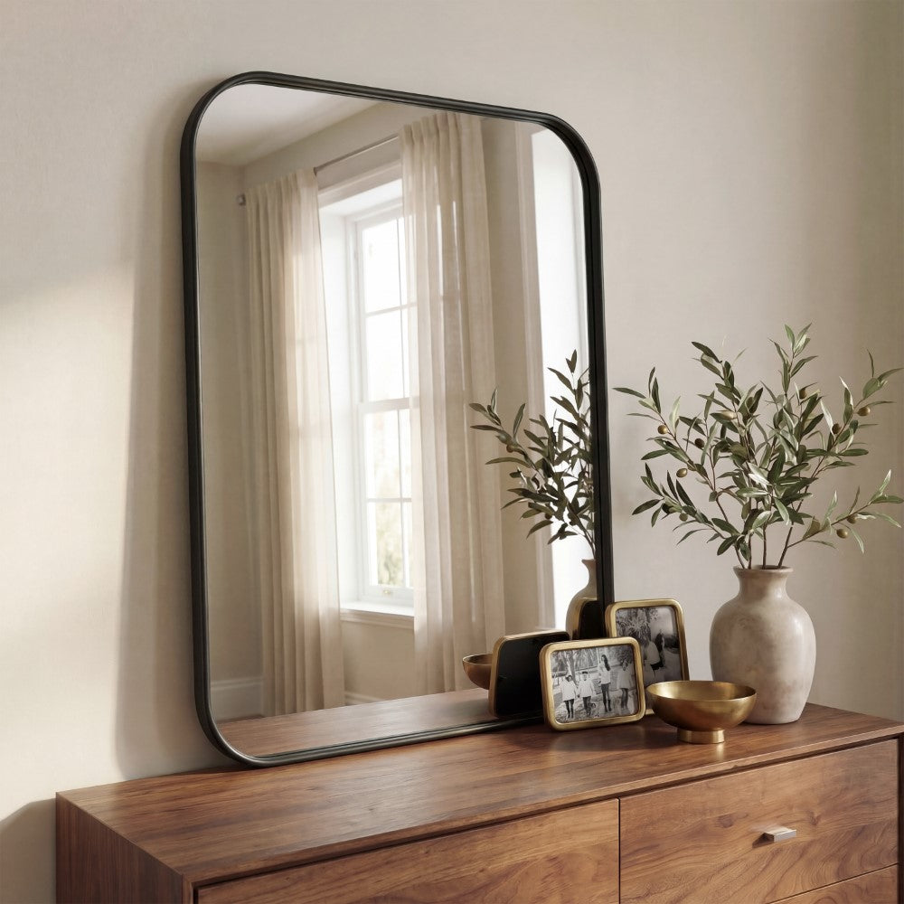 Sivo 24 in. W x 36 in. H Medium Rounded Rectangular Metal Framed Wall Mounted Mirror