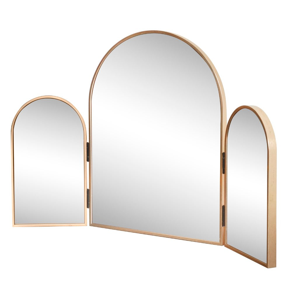 Ivyhollow 3-Way 30 in. W x 20 in. H Medium Arch Trifold Adjustable Aluminum Alloy Framed Vanity Mirror for Tabletop and Wall Mount